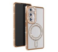 Coque Diamant pour Samsung Galaxy S24 Plus MagSafe Contour Strass Dorée