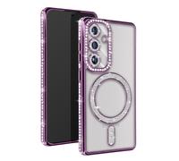 Coque Diamant pour Samsung Galaxy S24 Plus MagSafe Contour Strass Violet