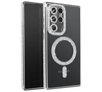 Avizar Coque Diamant pour Samsung Galaxy S25 Ultra Contour Strass Argent