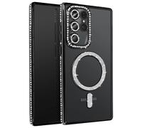 Avizar Coque Diamant pour Samsung Galaxy S25 Ultra Contour Strass Noir