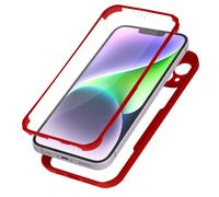 Coque pour iPhone 14 Antichoc Dos Plexiglas Avant Polymère Coins Renforcés Contour rouge