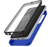 Avizar Coque intégrale Samsung A05S Arrière rigide Avant souple tactile Bleu