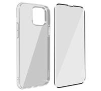 Avizar Coque iPhone 13 Pro Max Silicone Souple Film Verre Trempé 9H Noir