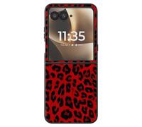 Coque Léopard pour Motorola Razr 70 Ultra Protection Pliable Bimatière Rouge