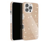 Avizar Coque Paillette pour iPhone 16 Pro Hybride Design Glamour Dorée
