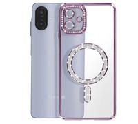 Avizar Coque pour Galaxy A07 Compatible avec Contour Strassé Violet