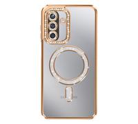 Coque pour Galaxy A17 Compatible MagSafe avec Contour Strassé Dorée