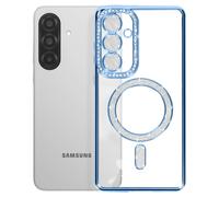 Coque pour Galaxy A37 Compatible MagSafe avec Contour Strassé Bleu