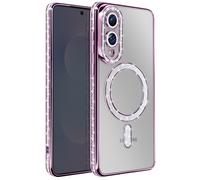 Coque pour Galaxy S25 Edge Compatible MagSafe avec Contour Strassé Violet