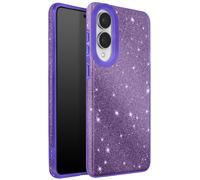 Coque pour Galaxy S25 Edge Conception Bi-Matière et Finition Pailletée Violet