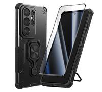 Coque pour Galaxy S26 Ultra avec Anneau 360° Magnétique et Verre Trempé Noir
