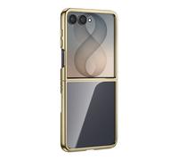 Avizar Coque pour Galaxy Z Flip 8 Articulée avec Ancrage et Contour Chromé Dorée