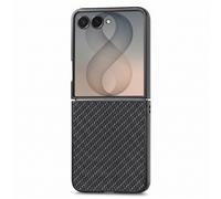 Avizar Coque pour Galaxy Z Flip 8 Effet Cuir Carbone avec Bords Surélevés Noir