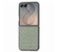 Avizar Coque pour Galaxy Z Flip 8 Effet Cuir Carbone avec Bords Surélevés Vert