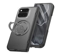 Coque pour Google Pixel 11 Pro Fold avec Anneau Kickstand et Verre trempé Noir / Transparent