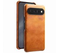 Coque pour Google Pixel 11 Pro Rigide Effet Cuir avec Bords Surélevés Marron clair