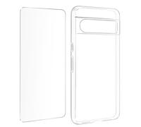 Avizar Coque pour Google Pixel 8 Pro Silicone Gel et Verre Trempé 9H Transparent
