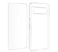 Avizar Coque pour Google Pixel 8 Silicone Gel et Verre Trempé 9H Transparent