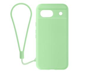Avizar Coque pour Google Pixel 8A Silicone Finition Soft-touch avec Dragonne Vert pâle