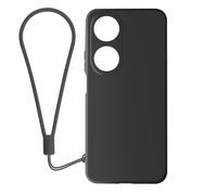 Avizar Coque pour Honor 90 Smart Silicone Finition Soft-touch avec Dragonne Noir
