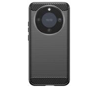 Coque pour Honor Magic 8 Lite en Silicone Effet Carbone Texture Brossée Noir