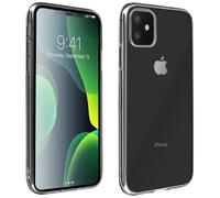 Avizar Coque pour iPhone 11 Silicone Souple et Film Verre Trempé 9H Noir