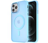 Avizar Coque pour iPhone 12 Pro Max Dos Mat Givré Contour Bleu clair