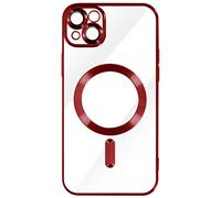 Coque MagSafe pour iPhone 14 Plus avec Contour Chromé Ultra Élégant Rouge