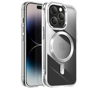 Avizar Coque pour iPhone 14 Pro Max Dos Cristal Color Argent