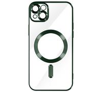 Coque MagSafe pour iPhone 14 Silicone Protection Caméra Contour Chromé Vert foncé