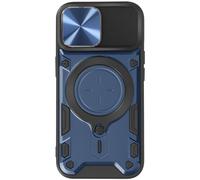 Avizar Coque pour iPhone 15 Bague Métallique Bi-matière Antichoc Bleu