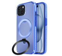 Coque MagSafe pour iPhone 15 Plus et 14 Plus Antichoc Support Pliable Bleu