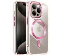 Avizar Coque pour iPhone 15 Pro Dos Cristal Color Rose champagne