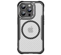 Coque pour iPhone 15 Pro Max MagSafe Dos Carbone Antichoc Renforcé Noir