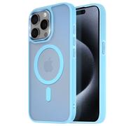 Avizar Coque pour iPhone 15 Pro Max Dos Mat Givré Contour Bleu clair