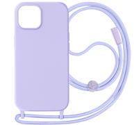Coque pour iPhone 15 Semi-Rigide Soft-Touch avec Cordon Tour de Cou Violet
