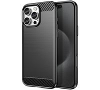 Coque pour iPhone 16 Pro Antichoc Design Carbone Brossé Noir