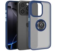 Coque pour iPhone 16 Pro Bague Métallique Support Vidéo Bleu nuit