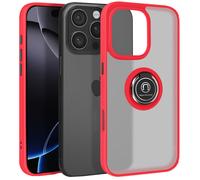 Coque pour iPhone 16 Pro Bague Métallique Support Vidéo Rouge
