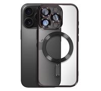 Avizar Coque pour iPhone 16 Pro Max Silicone Contour Chromé Noir