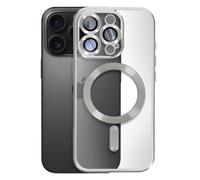 Avizar Coque pour iPhone 16 Pro Silicone Contour Chromé Argent