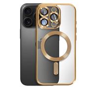 Avizar Coque pour iPhone 16 Pro Silicone Contour Chromé Dorée