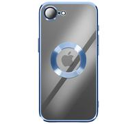 Avizar Coque pour iPhone 16e avec Contour Chromé en Silicone Souple Bleu