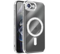 Avizar Coque pour iPhone 16e Compatible avec Contour Strassé Argent