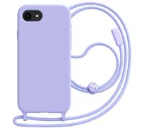 Coque pour iPhone 16e en Silicone avec Cordon en Nylon Tressé Ajustable Lavande