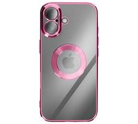Coque pour iPhone 17 avec Contour Chromé en Silicone Souple Rose