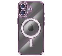 Coque pour iPhone 17 Compatible MagSafe avec Contour Strassé Violet