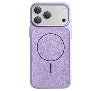 Coque MagSafe pour iPhone 17 Pro Bi-Matière Antichoc Texture Cuir Violet