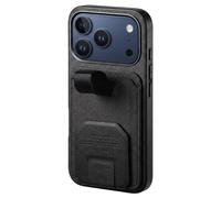 Avizar Coque pour iPhone 17 Pro Effet Tissu avec Support et Porte-Cartes Noir