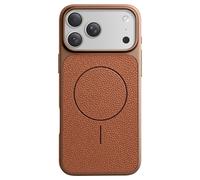Coque MagSafe pour iPhone 17 Pro Max Bi-Matière Antichoc Texture Cuir Marron